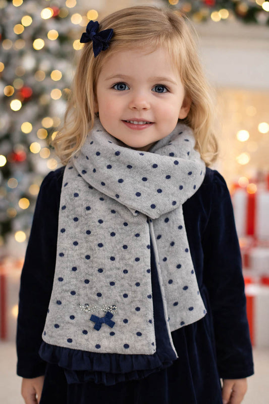 Sciarpa in cotone fantasia a pois con Fiocchettino e strass