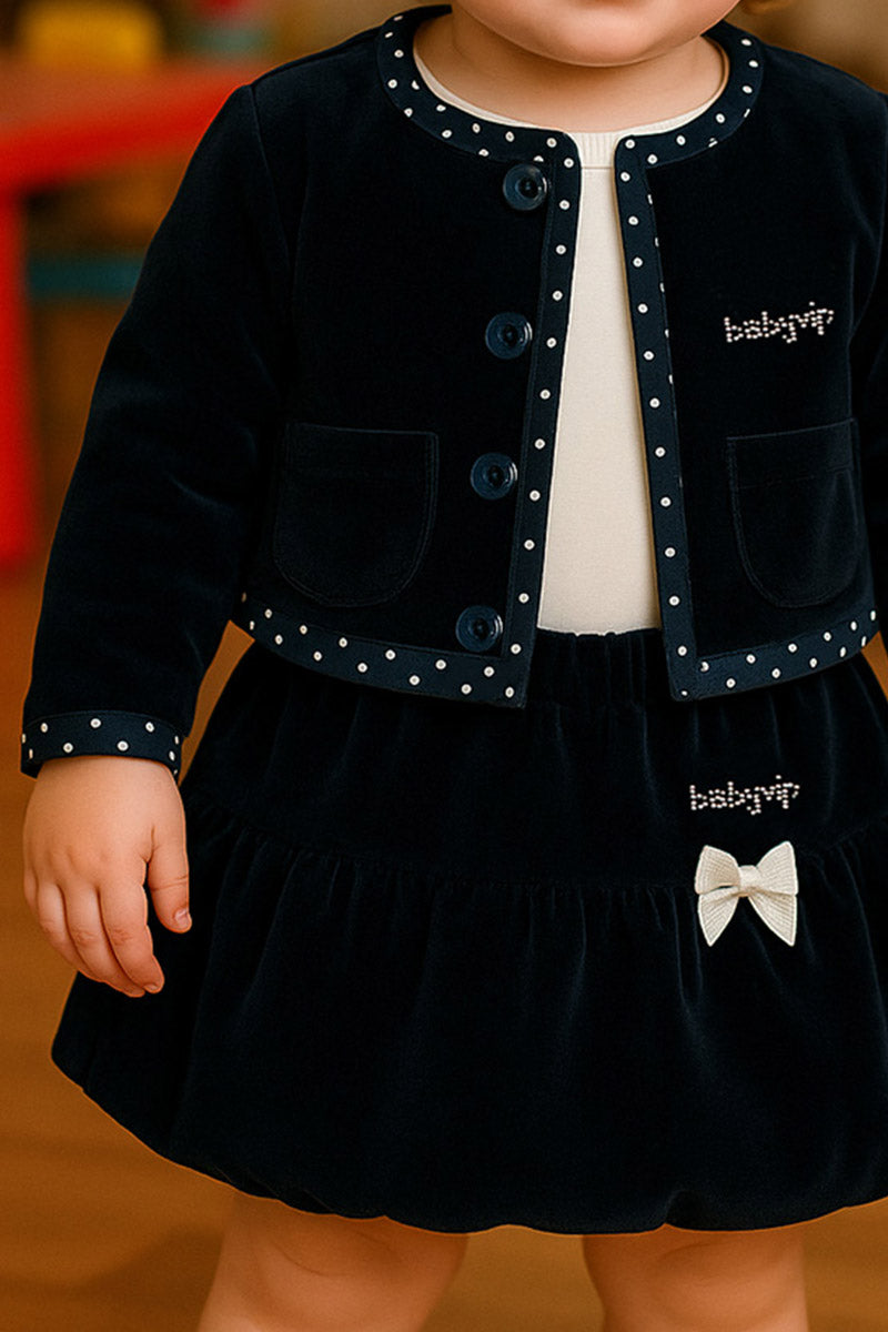 Gonnellina a palloncino in ciniglia con strass