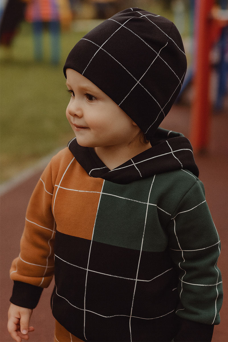 Cappellino in cotone caldo con fantasia rigata