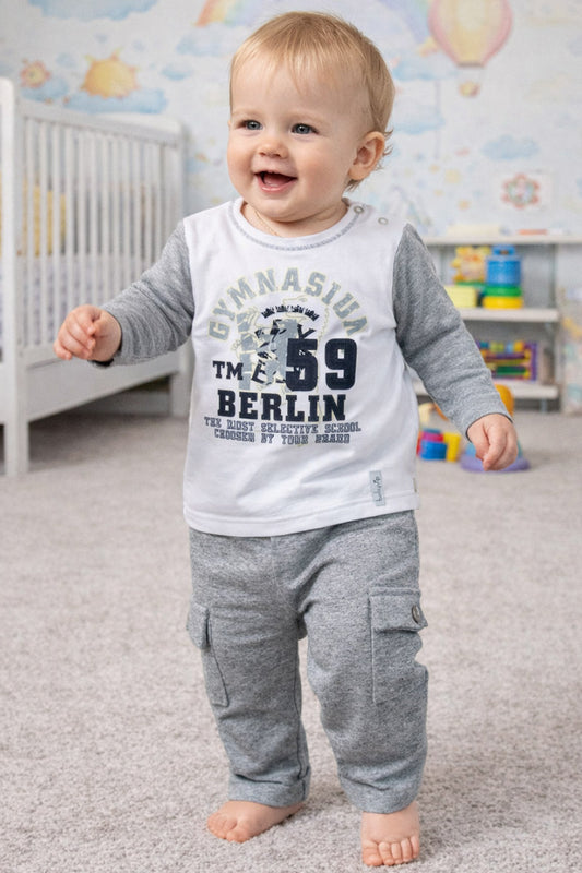 T-shirt manica lunga in caldo cotone con stampa