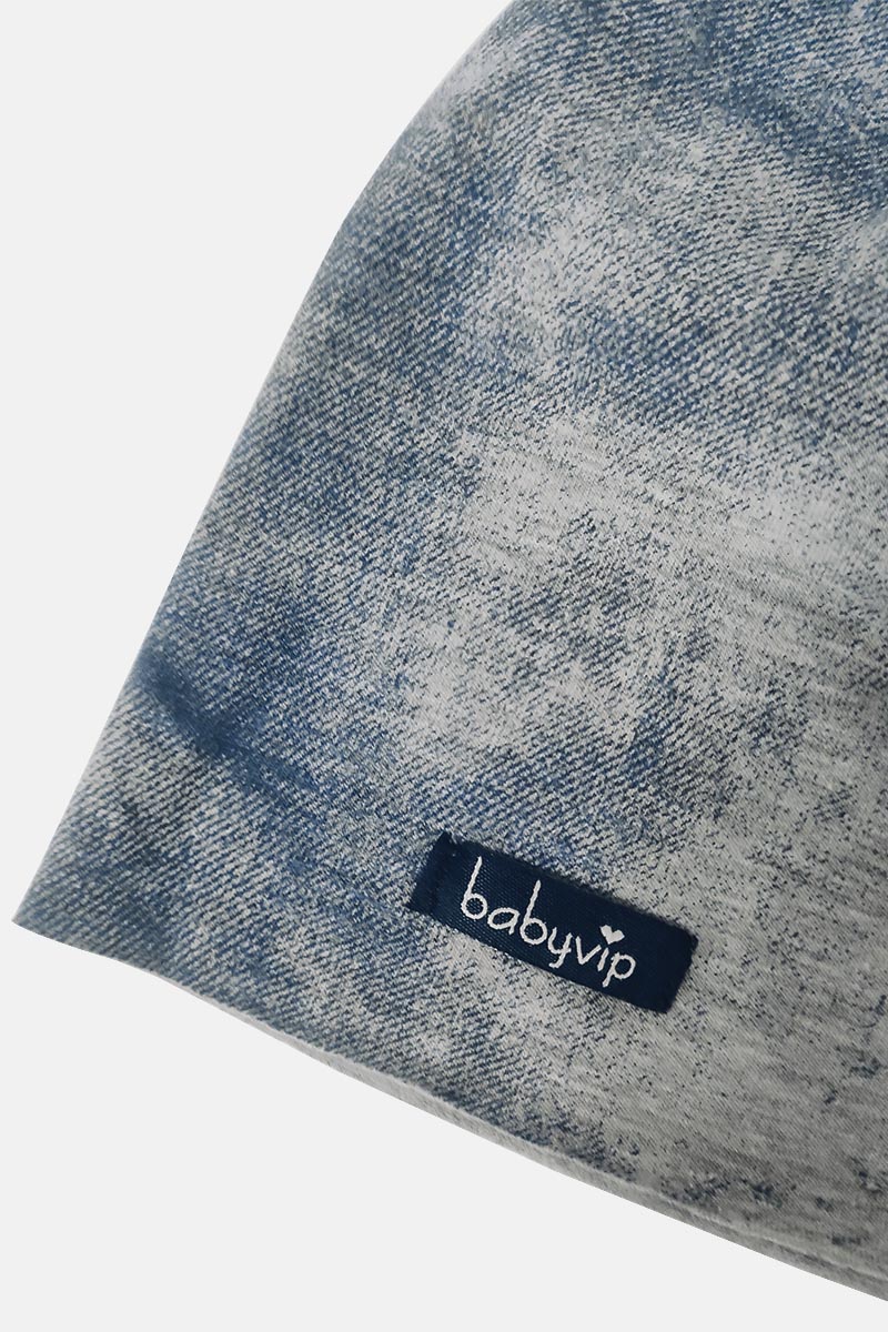 Cappellino e sciarpa in cotone elasticizzato con etichetta Babyvip
