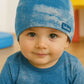 Cappellino e sciarpa in cotone elasticizzato con etichetta Babyvip