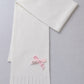 Sciarpa bimba con frange e fiocco rosa e strass