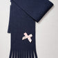 Sciarpa bimba con frange e fiocco rosa e strass