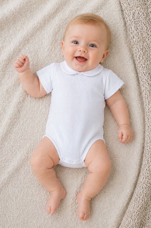 Body mezza manica in cotone elasticizzato con colletto