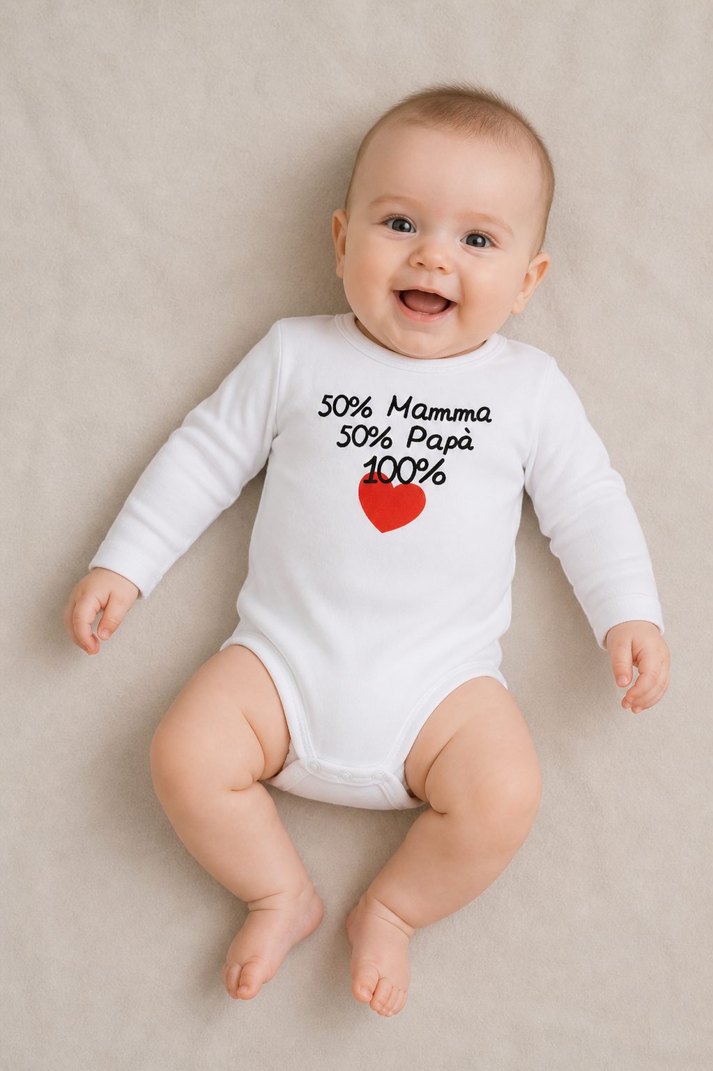 Body manica lunga con stampa - 50% Mamma 50% Papà 100% cuore