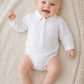 Body manica lunga in cotone modello camicia con colletto