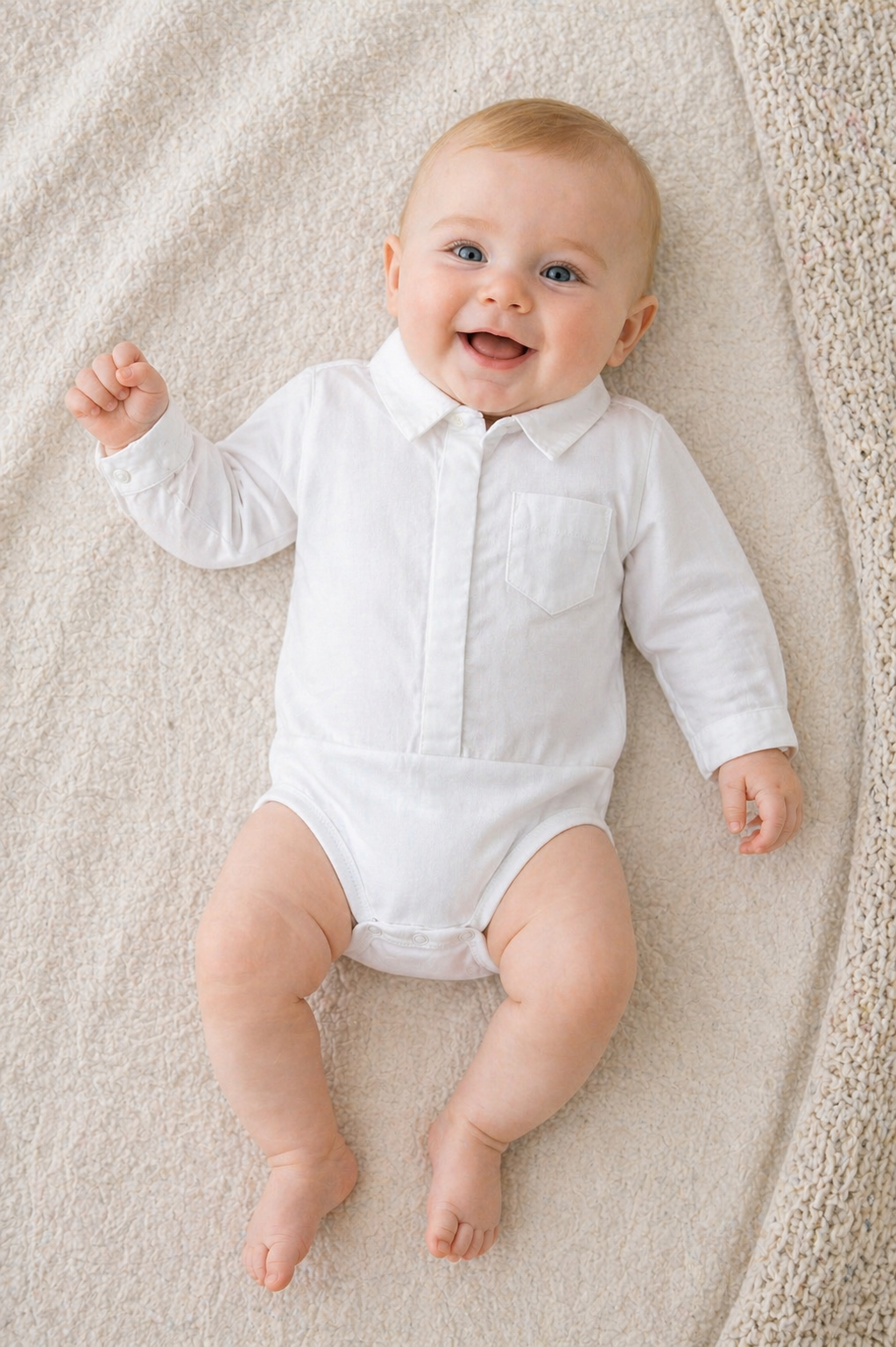 Body manica lunga in cotone modello camicia con colletto