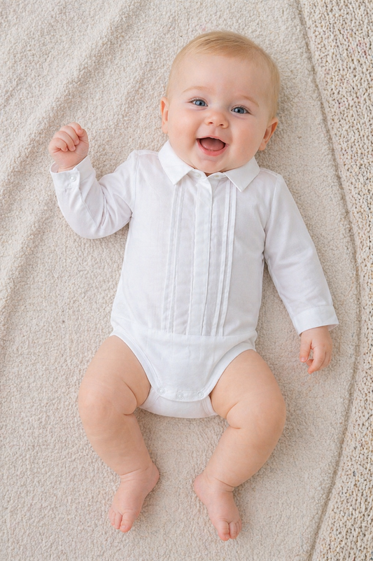Body manica lunga in cotone modello camicia