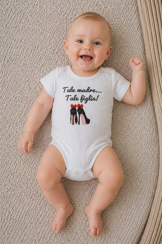 Body mezza manica in cotone con stampa "Tale madre...Tale figlia!"