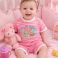 Pigiama neonata/bimba mezza manica in cotone con stampa a rilievo effetto puff
