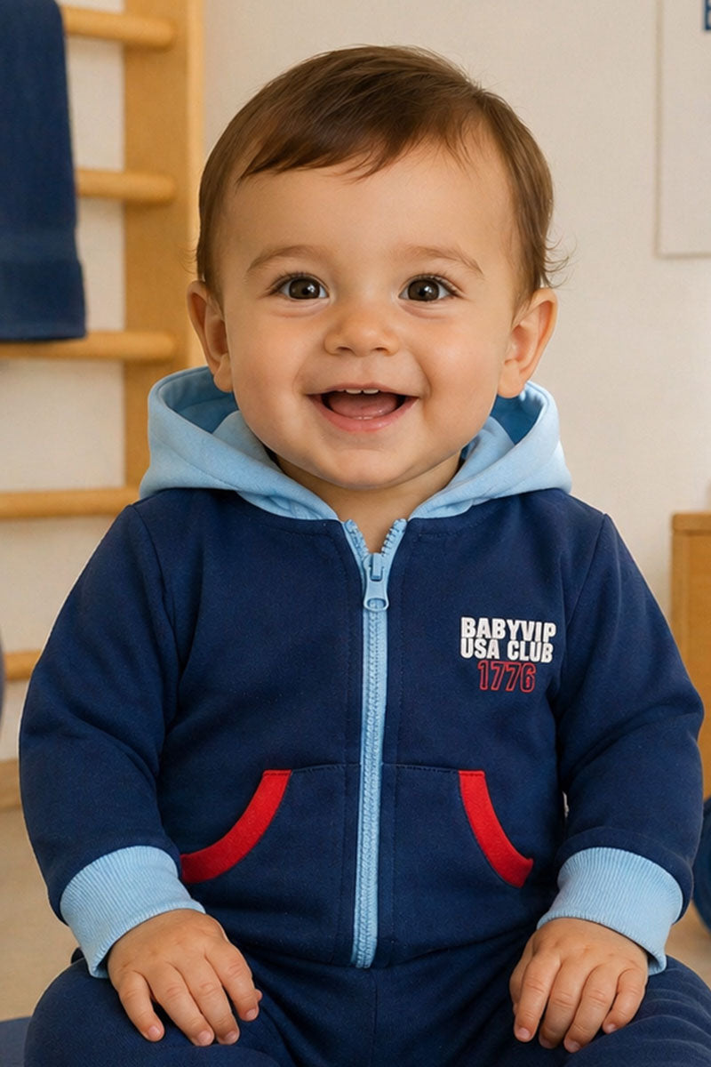 Felpa con cappuccio e tasche neonato/bimbo in cotone con stampa
