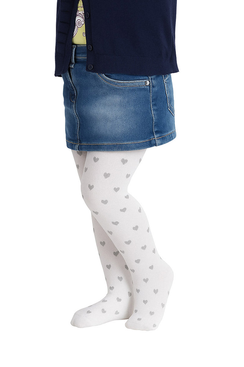 Collant bimba in micromodal 40 denari con stampa cuore glitter