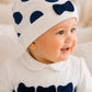 Cappellino in felpa garzata a pois con fiocco