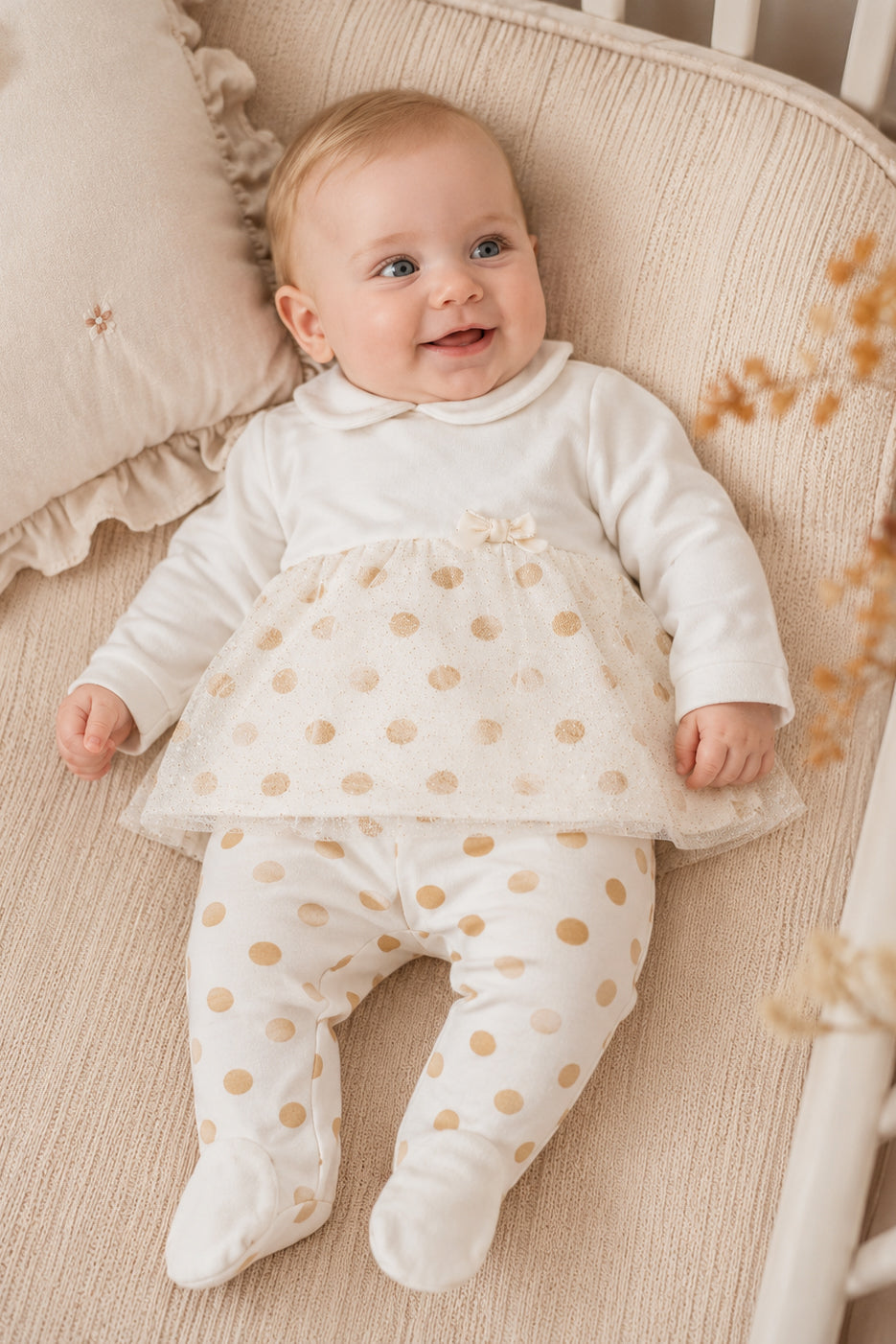 Completo 2 pezzi in felpa garzata fantasia pois glitter