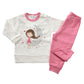 Pigiama in caldo cotone con stampa e scollo - pantalone in contrasto