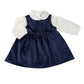 Vestito modello salopette in velluto + body a camicia con colletto in flanella