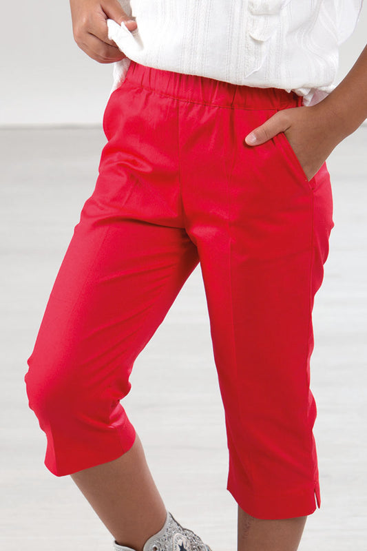 Pantalone modello Capri con tasche e spacchetti sul fondo