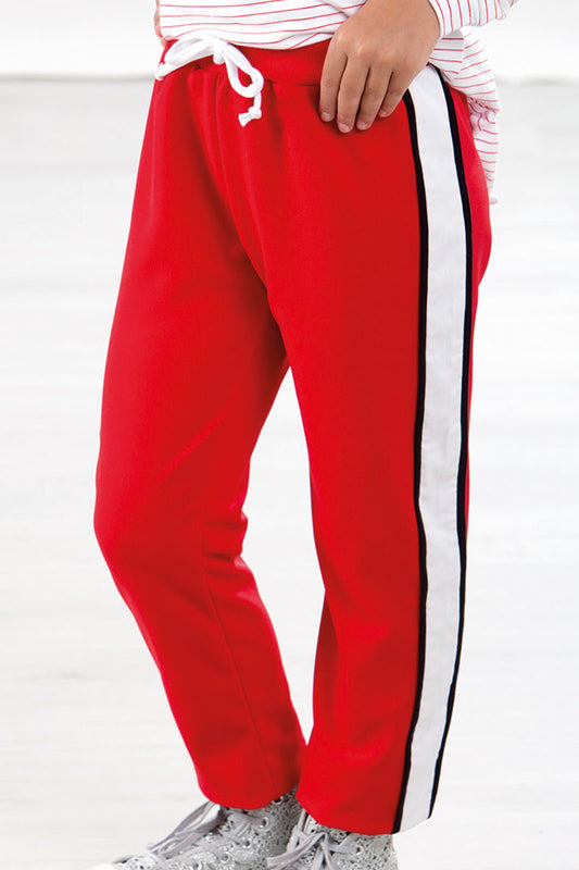 Pantalone in crepe con bande laterali in contrasto