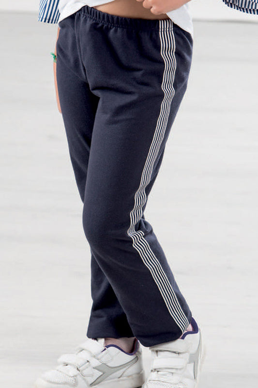 Pantalone in felpina con bande applicate in gros grain rigato