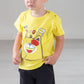 Completo in cotone elasticizzato con stampa e pantaloncino con fascia in contrasto