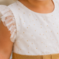 Vestitino in tela di cotone e tulle fantasia pois con glitter e Mutandina abbinata