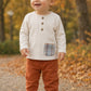 Completo 2 pezzi : Maglia in cotone elasticizzato garzato con tasca + pantalone in velluto a coste