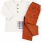 Completo 2 pezzi : Maglia in cotone elasticizzato garzato con tasca + pantalone in velluto a coste