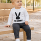 Completo 2 pezzi: Maglia in cotone elasticizzato garzato con stampa + pantalone effetto jeans
