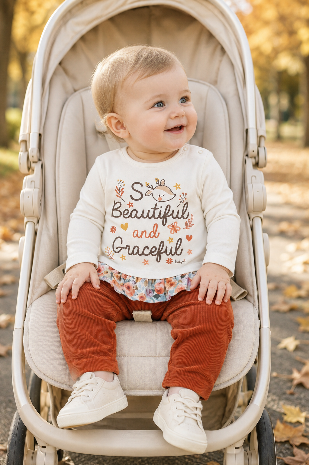 Completo 2 pezzi : Maglia in cotone elasticizzato garzato con stampa + pantalone in velluto a coste