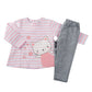 Completo 2 pezzi: Maglia in cotone elasticizzato garzato con stampa + leggings in cotone elasticizzato garzato
