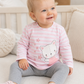 Completo 2 pezzi: Maglia in cotone elasticizzato garzato con stampa + leggings in cotone elasticizzato garzato