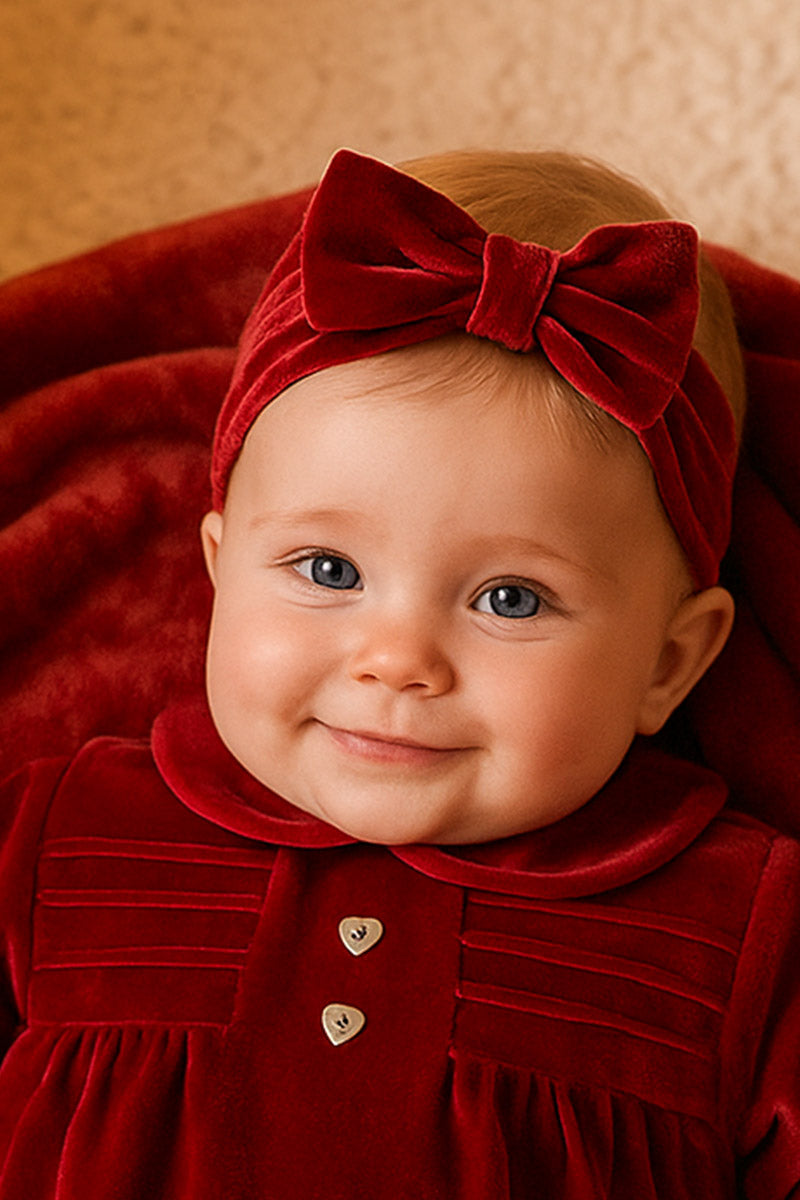 Fascia per capelli in velluto con fiocco in raso