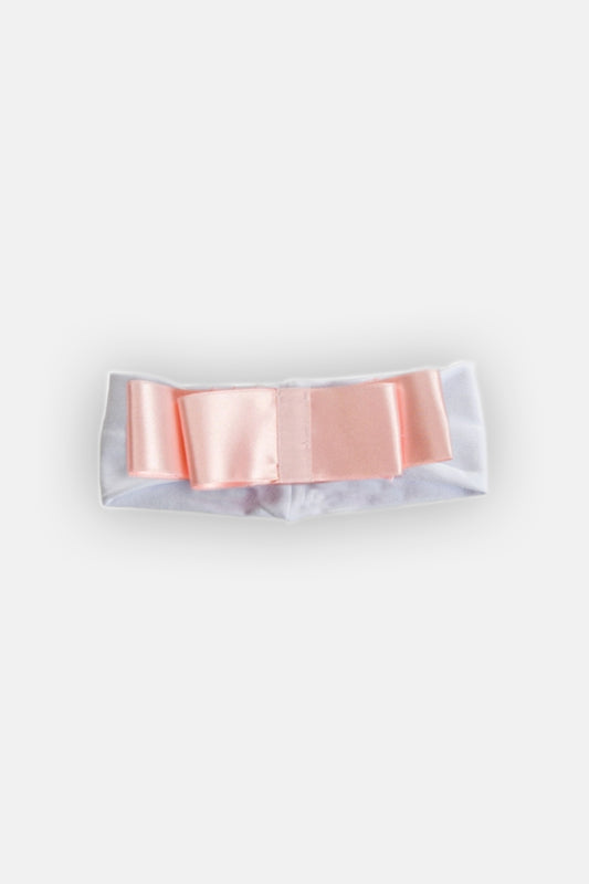 Fascia per capelli fantasia in cotone elasticizzato con fiocco in raso
