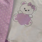 Completo 2 pezzi in cotone elasticizzato con stampa rouches e balza + leggings a pinocchietto fantasia a pois