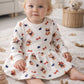 Vestitino neonata in felpa organica garzata fantasia orsetta con taglio e arricciatura