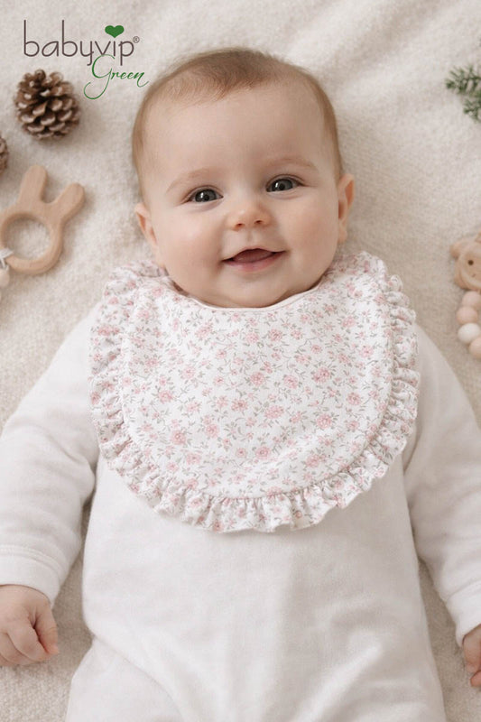 Bavetta in caldo cotone organico fantasia floreale con rouches