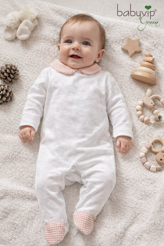 Tutina in felpa garzata organica con inserti in cotone organico a nido d’ape