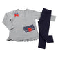 Completo 2 pezzi: T-shirt in cotone elasticizzato garzato con stampa e pantalone a pois