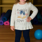 Completo 2 pezzi: T-shirt in cotone elasticizzato garzato con stampa - leggings tessuto jeans