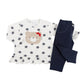 Completo 2 pezzi: Maglia in cotone elasticizzato garzato con stampa orsetta + pantalone effetto jeans