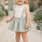 T-shirt neonata in cotone organico con  stampa e alette con balza sullo scollo