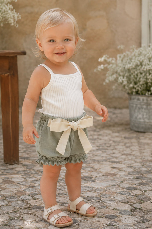 Completo 2 pezzi neonata di cotone organico - Body + pantaloncino in mussola