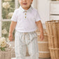 Pantalone cavallo basso in lino con laccetto applicato