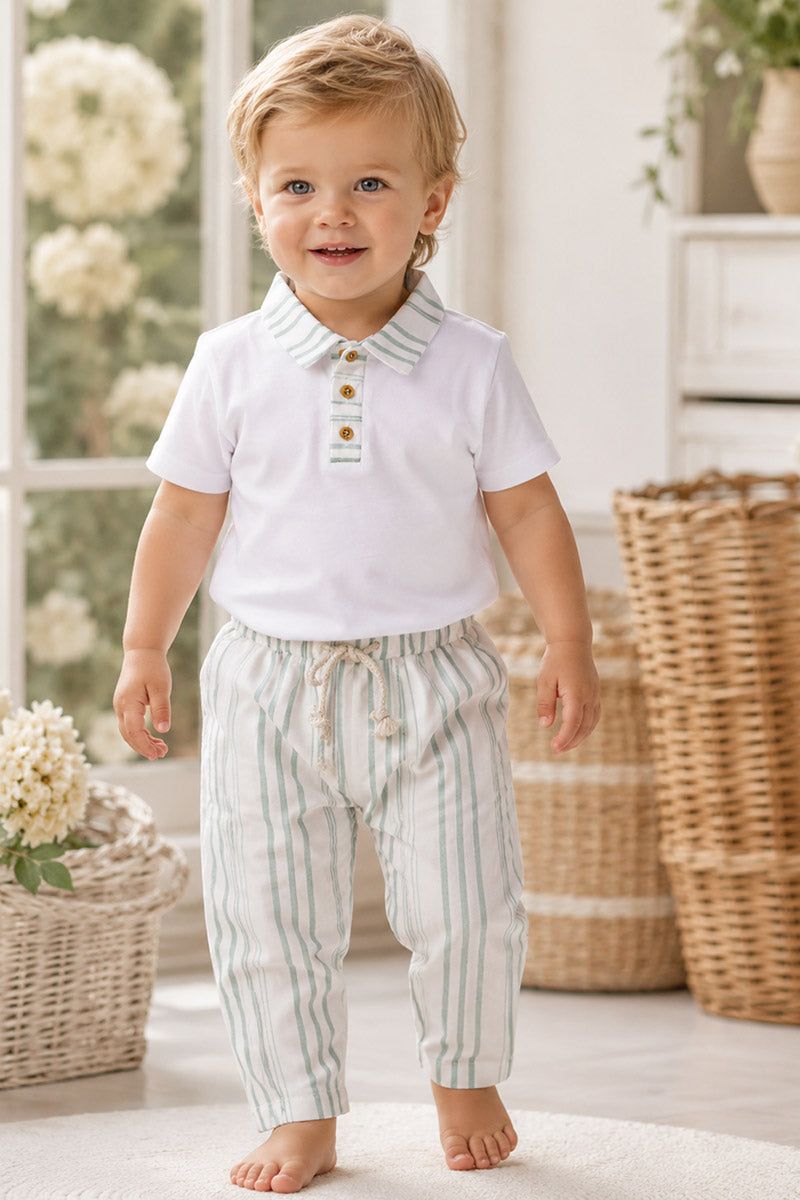 Pantalone cavallo basso in lino con laccetto applicato