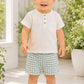 Completo 2 pezzi in cotone organico - camicia in mussola e bermuda con cavallo basso