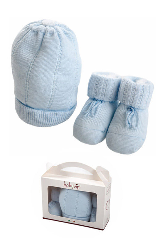 set neonato cappellino e scarpine in cotone caldo