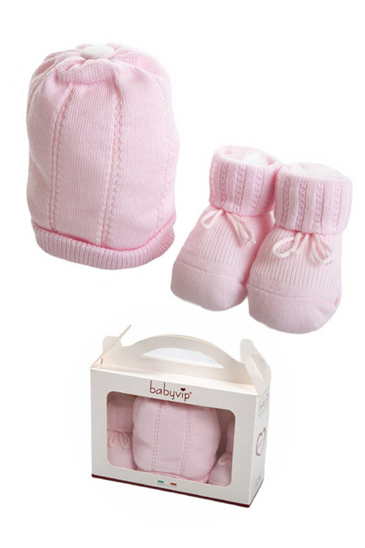 set neonato cappellino e scarpine in cotone caldo