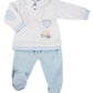 Completo 2 pezzi in ciniglia con ricamo ed inserti pied de poule
