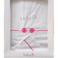 Set lenzuola 3 pezzi per carrozzina e culletta con rose, fiocchi e strass